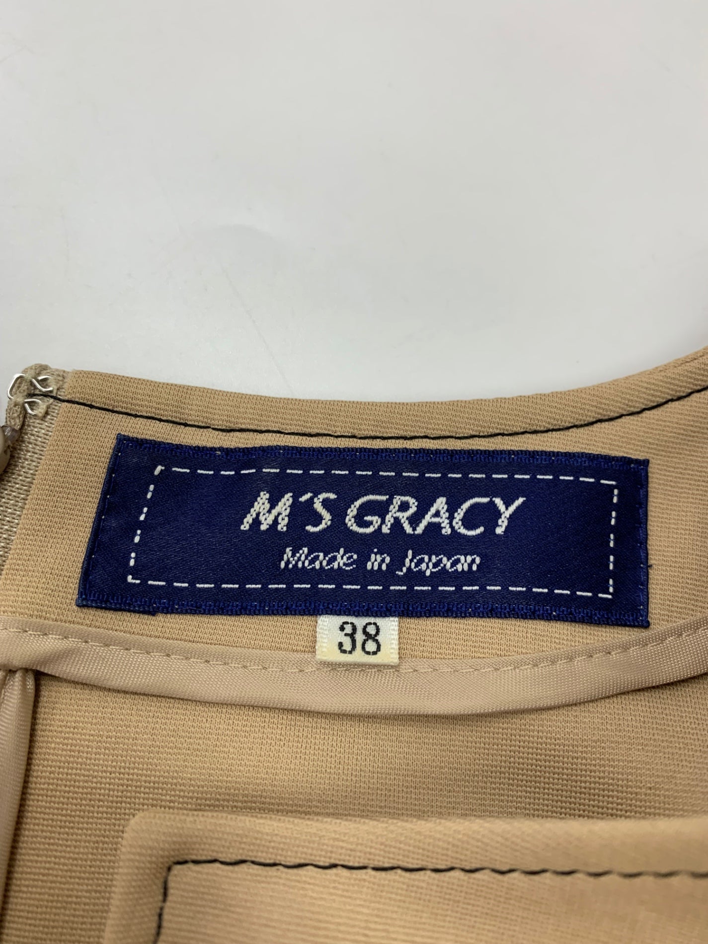 エムズグレイシー 011124 ワンピース 38 ベージュ リボン ステッチ IT14R4PANEOW