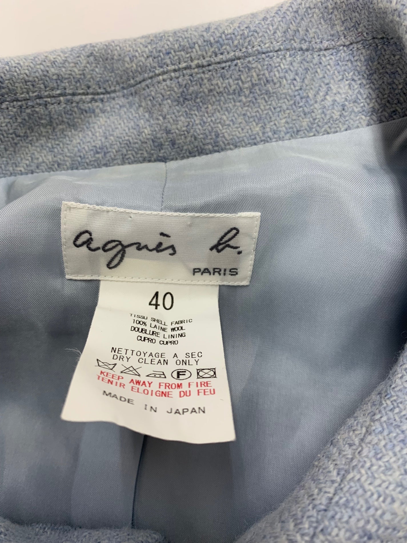 アニエスベー　 1204-3175 08Ｗ コート 40 ブルー クルミボタン スカラップ ウール IT993CETHISA