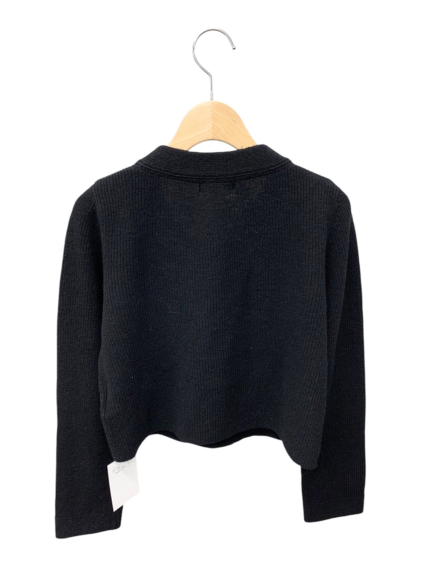 バーバリーブルーレーベル E1N35-422-09 カーディガン 38 ブラック ウール混 リボンブローチ付き ITX08HOWSUNQ