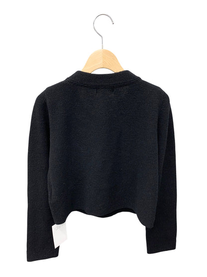 バーバリーブルーレーベル E1N35-422-09 カーディガン 38 ブラック ウール混 リボンブローチ付き ITX08HOWSUNQ