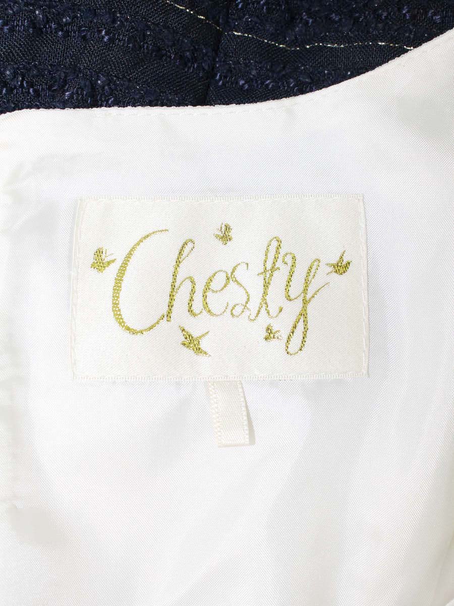 チェスティ 5S515 ワンピース 1 ホワイト/ネイビー 切替 ビジュー ITMJWYY7BGEI