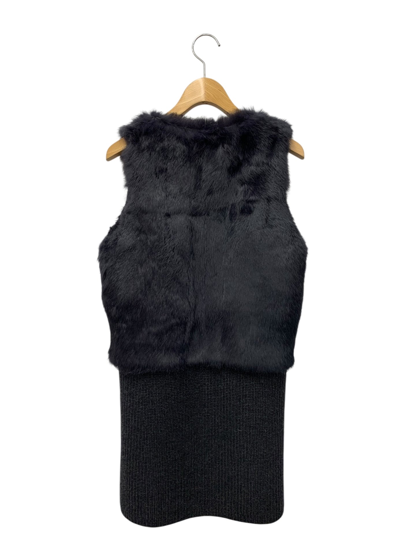 アナイ 16528-55-94-380 ジレ ベスト 38 チャコール ニット ラビットファー IT27S4D8L1XZ