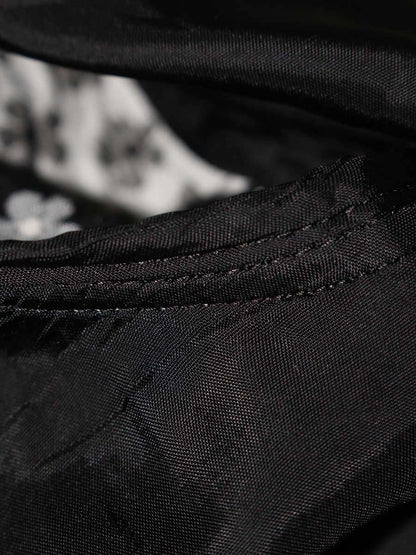 エムズグレイシー 721514 ワンピース 40 ブラック/ホワイト/グレー フラワーモチーフ リボン ITESL7225LXC