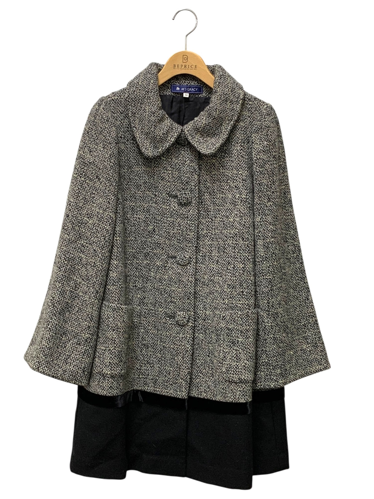 エムズグレイシー 029518 コート 38 グレー ウール混 ITQF86J3F5ZC