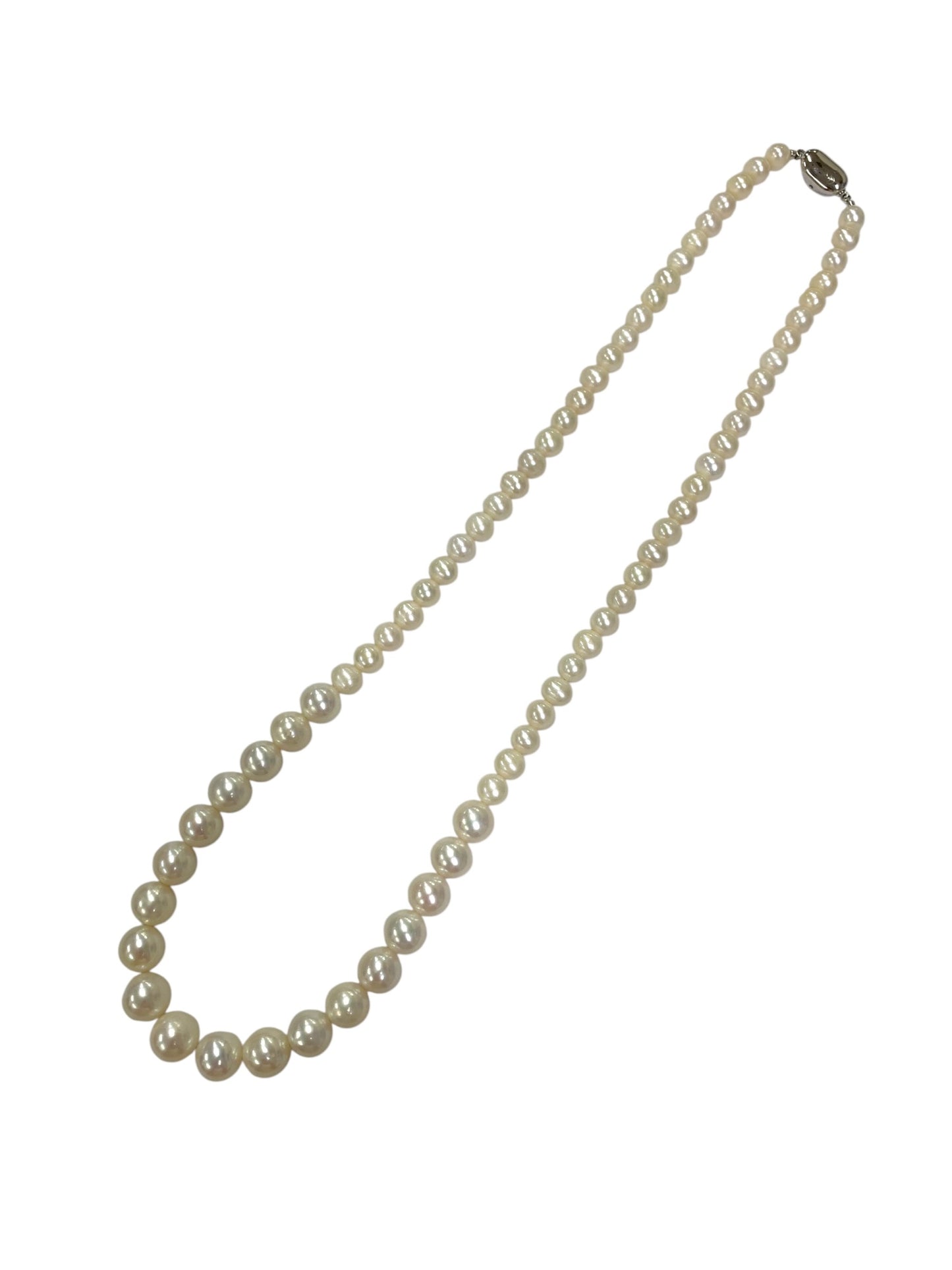 ダブルエスピー 淡水真珠 ロングネックレス ホワイト 7.5-12.5mm 62cm シルバー IT667E8XC1WO