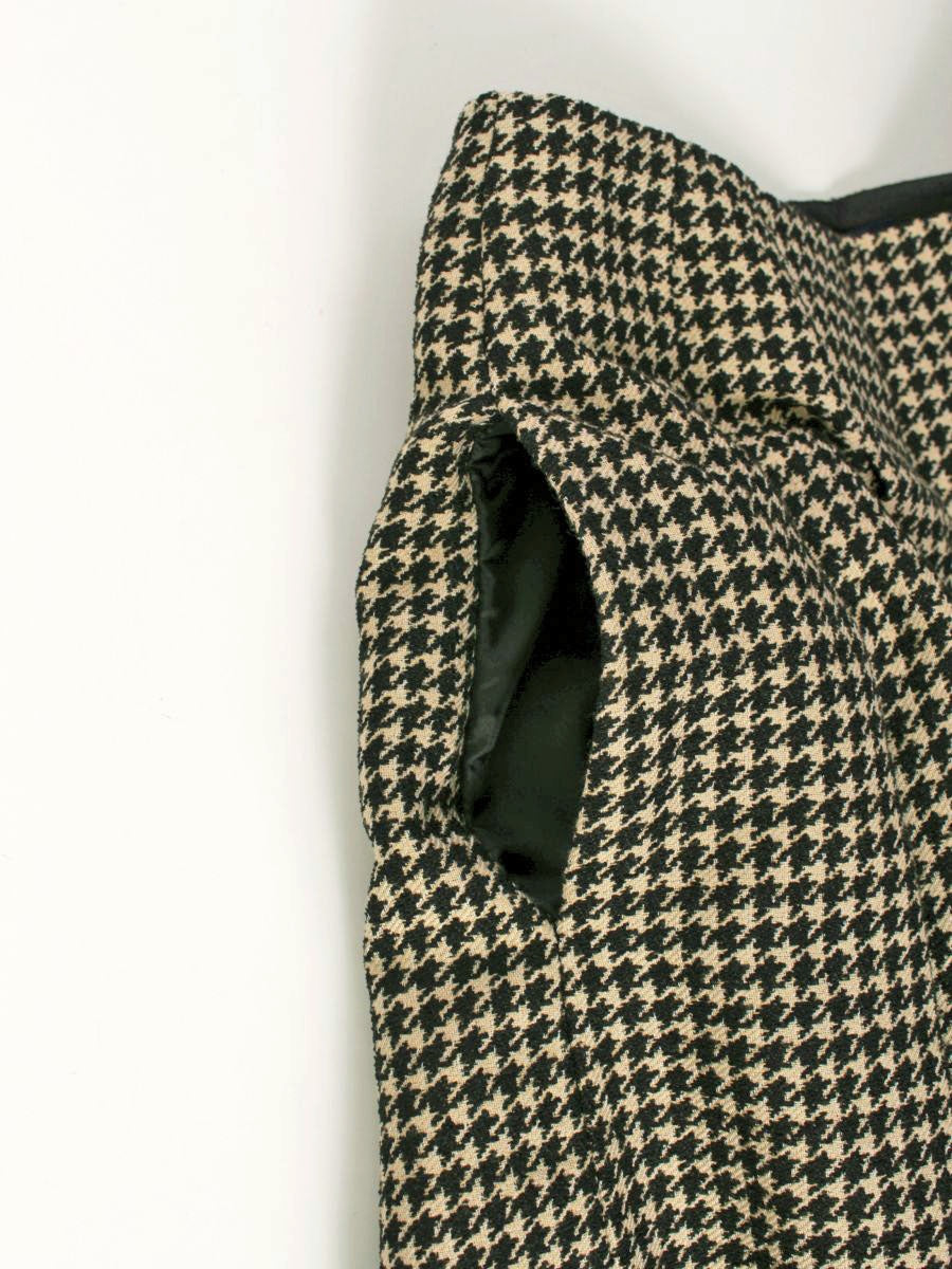 エムズグレイシー 千鳥柄ライン入りタックスカート 317524 36 ベージュ/ブラック ITW2MFUJZOE8