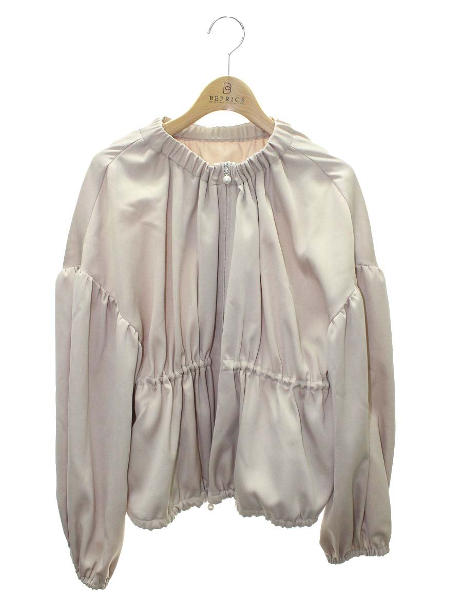 ルネ basic 5013070 ブルゾン 36 ベージュ ノーカラー ギャザー ITCEVUUQZYF4