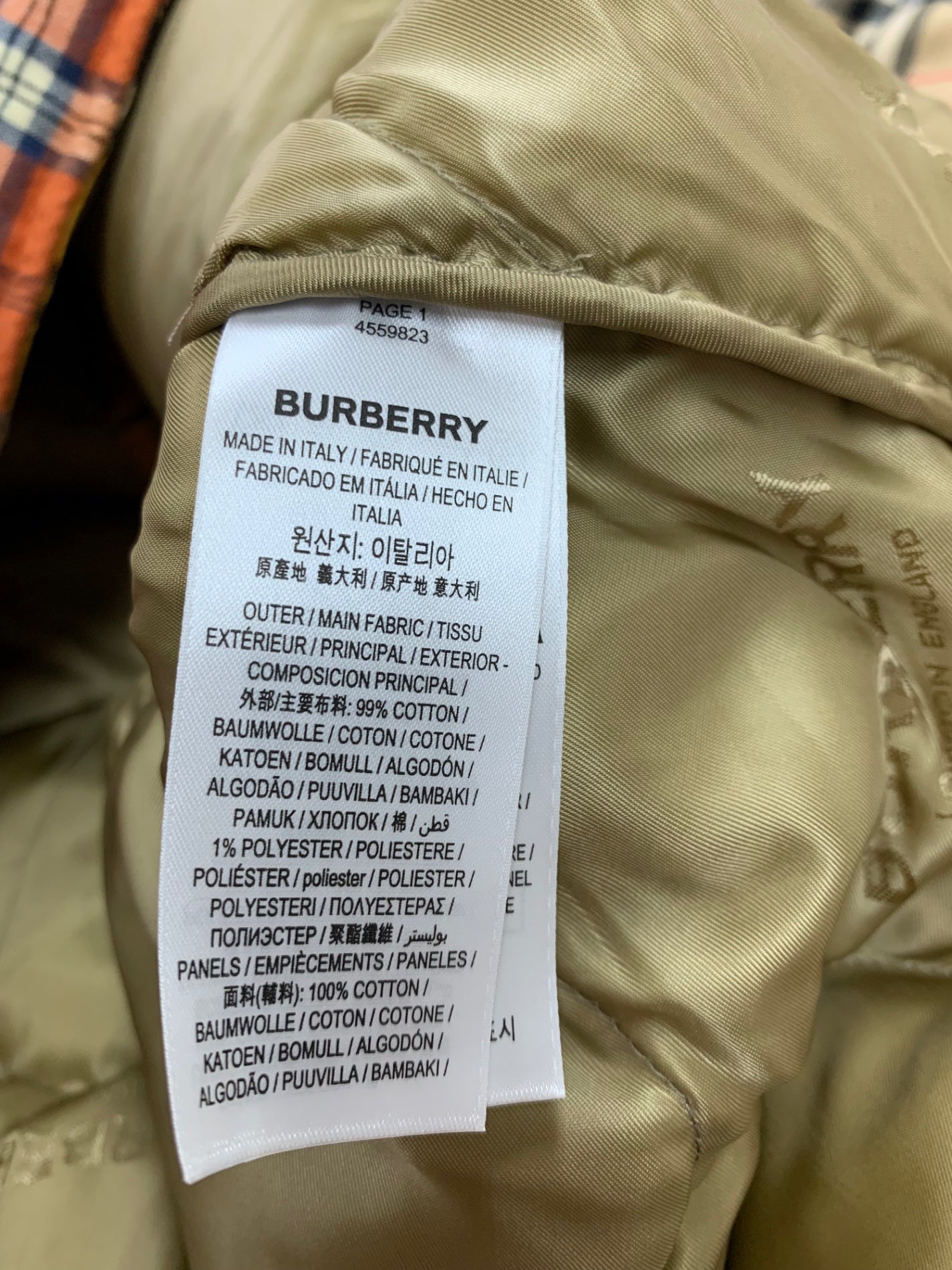 バーバリー 4559823 M マルチカラー コントラストチェック キルティング ダウンジャケット ITJ0TJEX8K76