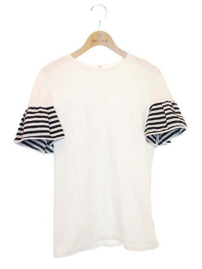 ボーダーズアットバルコニー GATHERED SLEEVES TEE BD1911-2C-39 38 ホワイト IT06F8L6BVZU