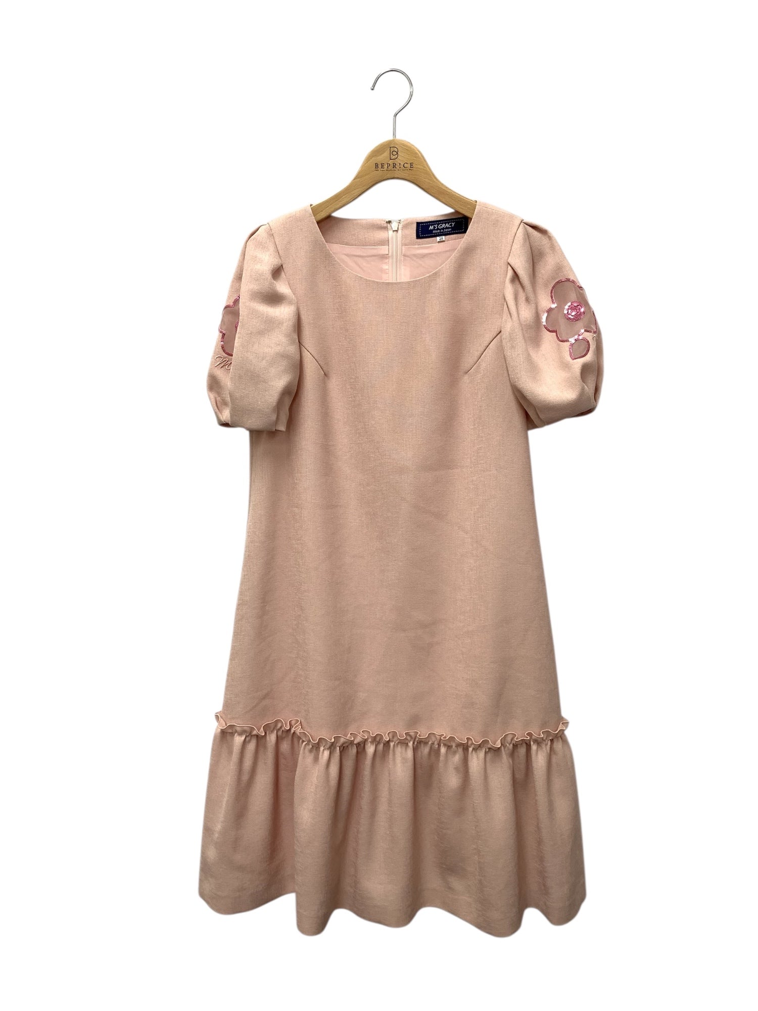 D419/美品 M'S GRACY ワンピース ドレス 総柄 エンボス 40 白 【公式通販】