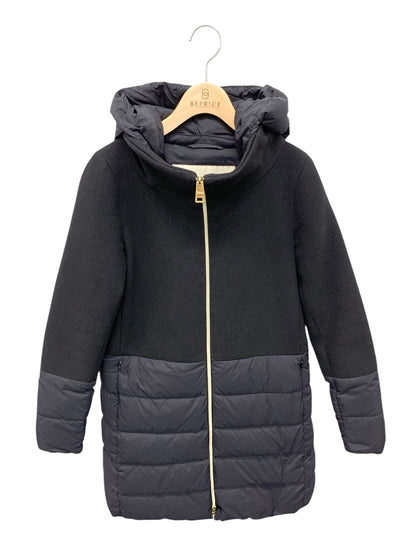 ヘルノ PI0848D 39601 ダウンコート 38 ブラック 切替 ジップアップ ITYB9YPUEPCY