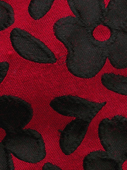 エムズグレイシー Red x Black Flower Dress 811546 ワンピース 40 レッド フラワーモチーフ バルーン 総柄 IT4W4JCIYK5E