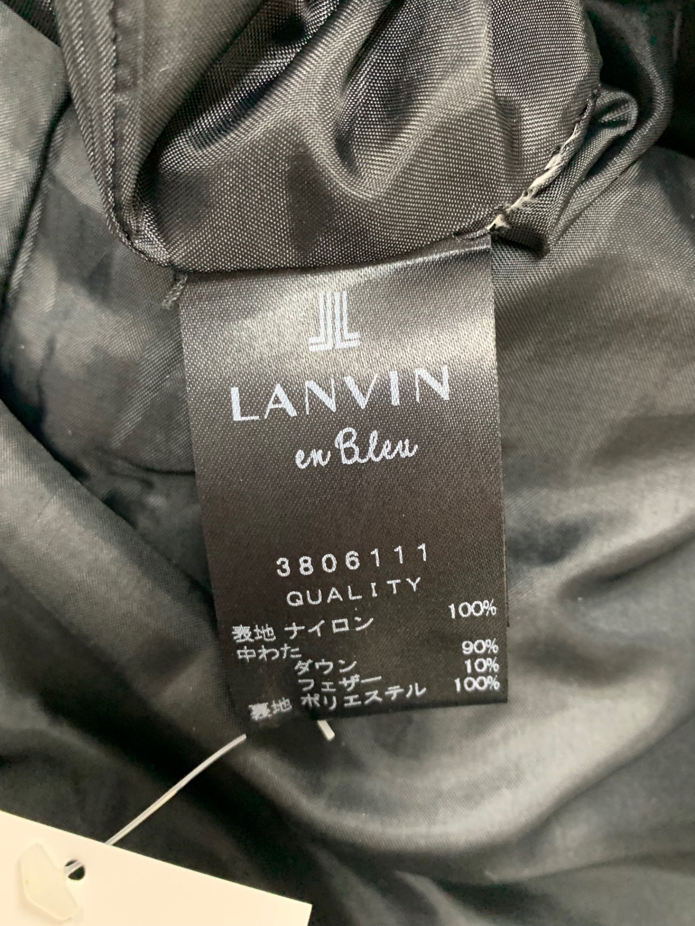 ランバンオンブルー 3806111 ダウンコート 38 ブラック IT2YNRL02EPG