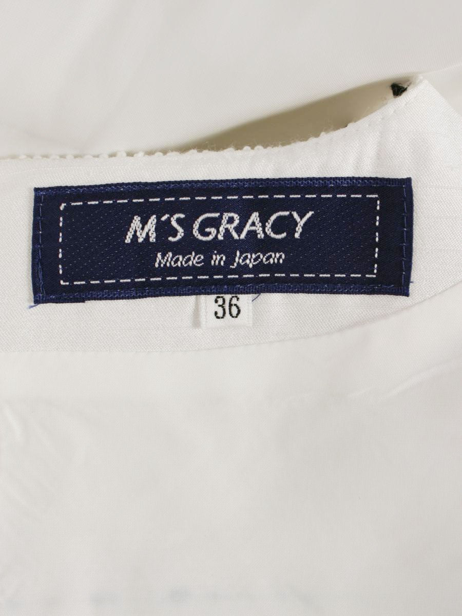 エムズグレイシー 011101 ワンピース 36 ホワイト リボン ボーダー IT362SS4MVBK 【SALE】