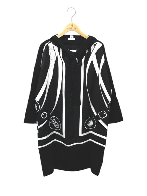 エルメス ワンピース 22AW Robe Col a Nouer タイネック 総柄 長袖 34