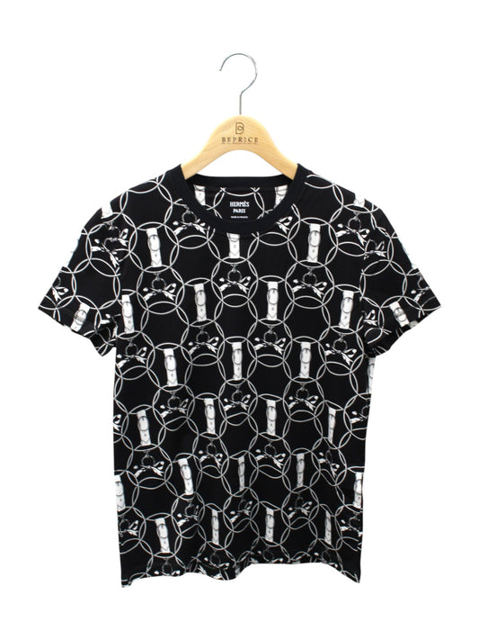 エルメス Tシャツ カットソー 22AW T-shirt droit imprimé Promenade du Matin 2H4618DB 総柄 半袖 36