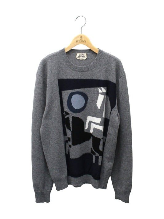 エルメス ニット セーター クルーネックセーター velky lov 前面プリント 長袖 L 【SALE】