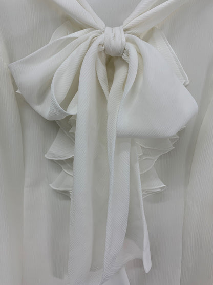 コトゥー W3M03-330-02 シャツ 38 ホワイト ボウタイブラウス フリル パフスリーブ ITA1Y4ENGC22