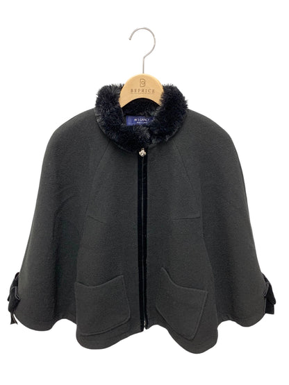 エムズグレイシー Ribboned Poncho 914524 ポンチョ 38 ブラック ITHOXQNA5II8