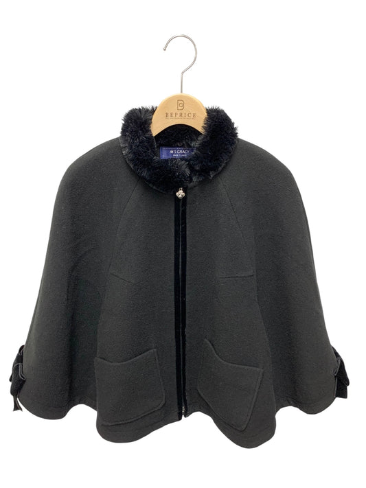 エムズグレイシー Ribboned Poncho 914524 ポンチョ 38 ブラック ITHOXQNA5II8