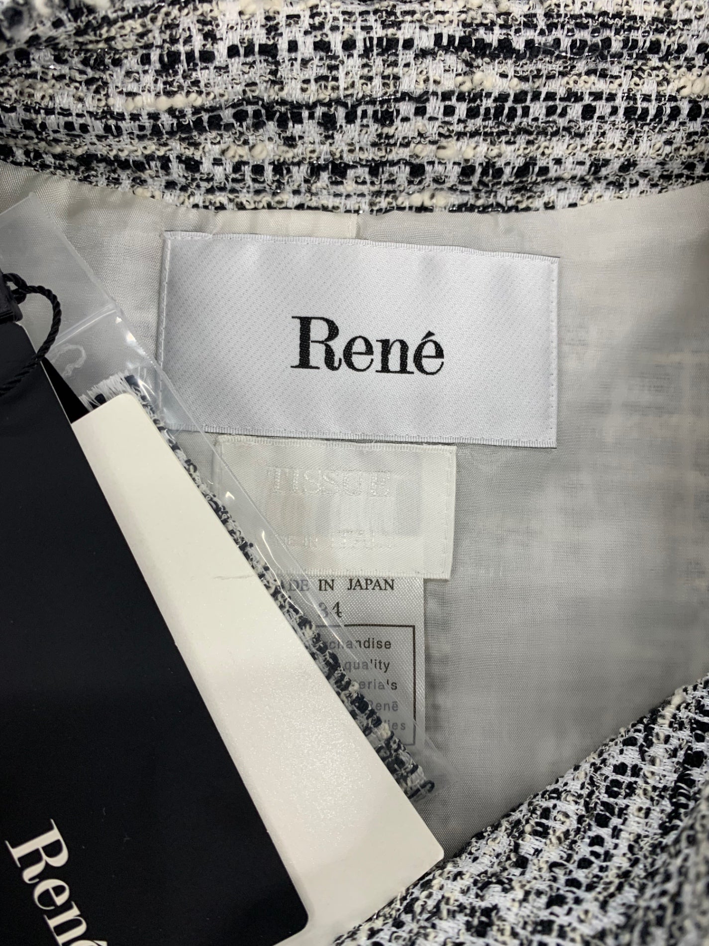 ルネ 6013080 ジャケット 34 ブラック TISSUE社製ツイード ITIGP4IG1IKU