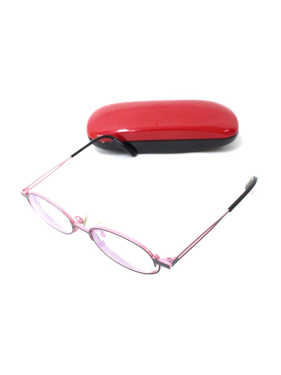 タカノリユゲ YUGE COLLECTION TY-36 メガネ ピンク/ブラック メタルフレーム フルリム オーバル ITDF9Q9EL6TH