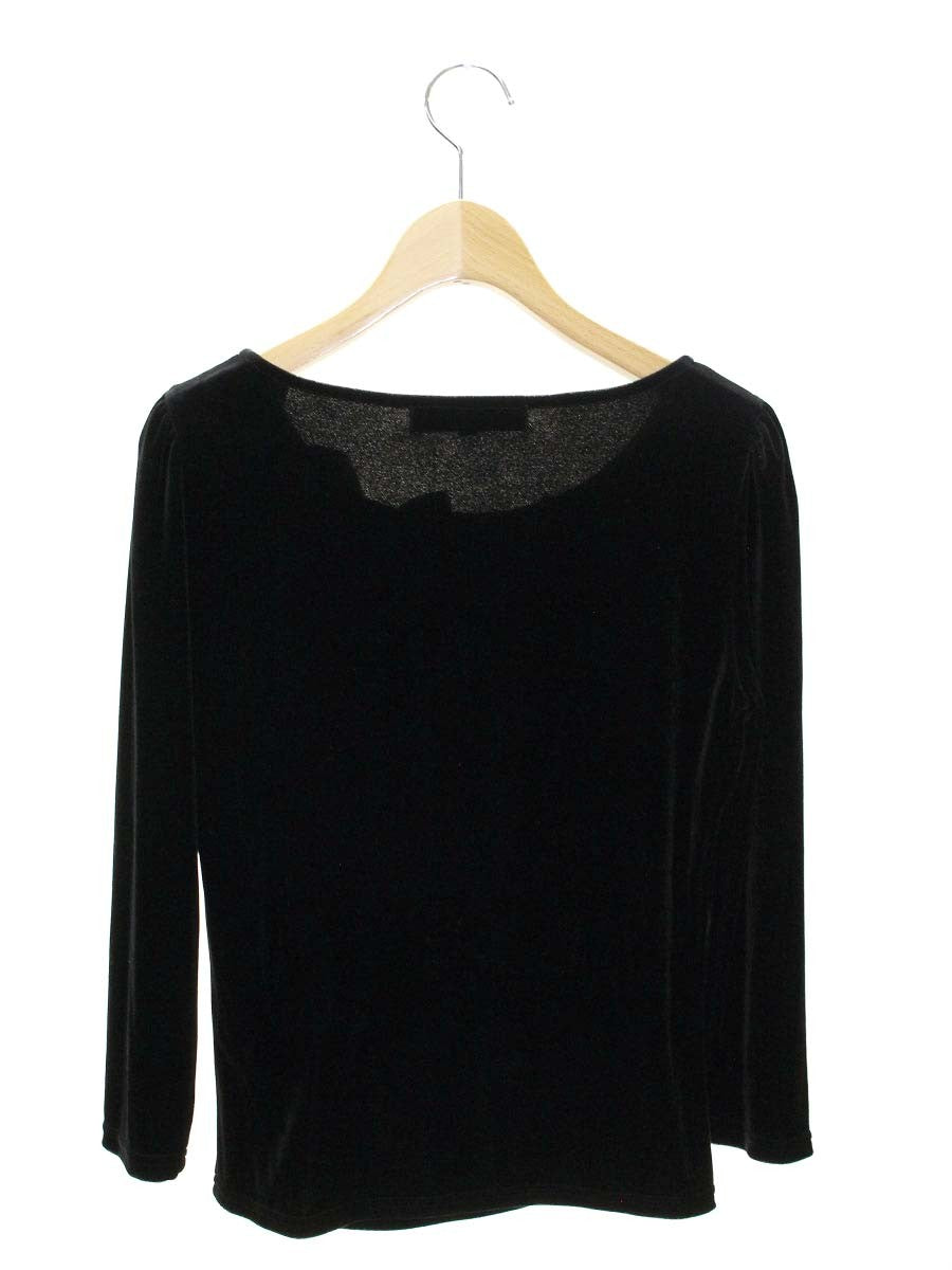 エムズグレイシー 225529 Tシャツ カットソー 38 ブラック ベロア リボン ITTZA4OH2SG0