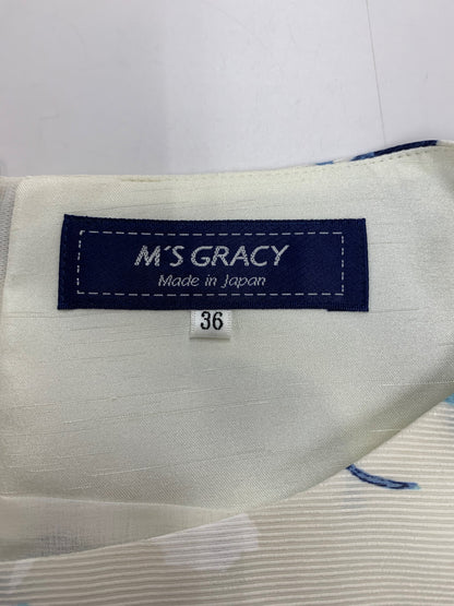 エムズグレイシー バラモチーフタックドレス 411311 36 ブルー IT9ARFIX8IZY