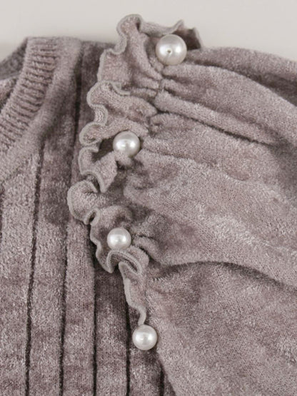 ルネ 6132480 ニット 34 グレー ストライプ パール ITY1ULR3HB56