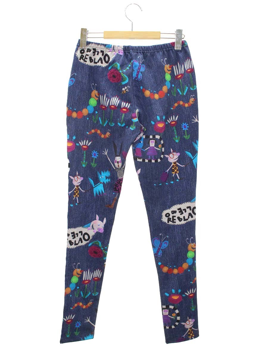 アルベロベロ 438399 パンツ F ネイビー アニマルモチーフ デニム風 ストレッチ ITZQEDSGZSYW