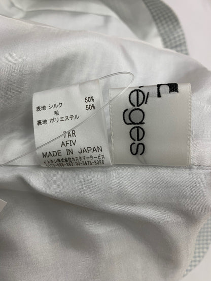 クレージュ ECDDP-20490 スカートスーツ 7 ブルー 千鳥格子 ロゴボタン made in japan IT85BITT7CZ4