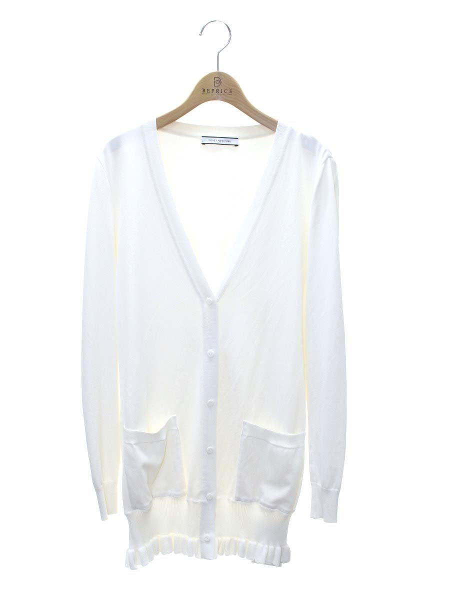フォクシーニューヨーク Long Sleeve Ruffle Hem Cardigan 36193 カーディガン 38 ホワイト IT9XT28ZKDO2