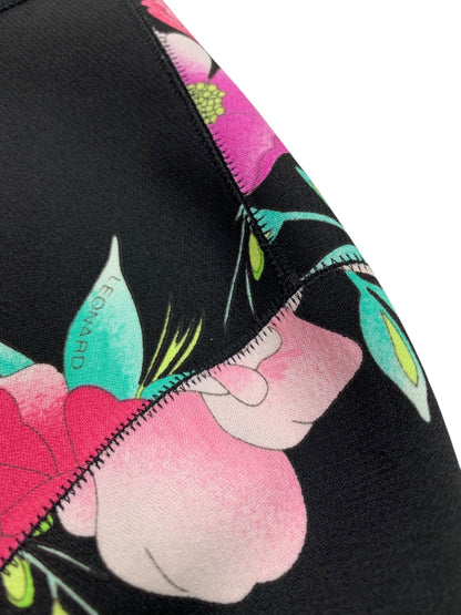 レオナールファッション 0187230 ノーカラージャケット 38 ブラック フラワープリント IT1D06KRDOC8