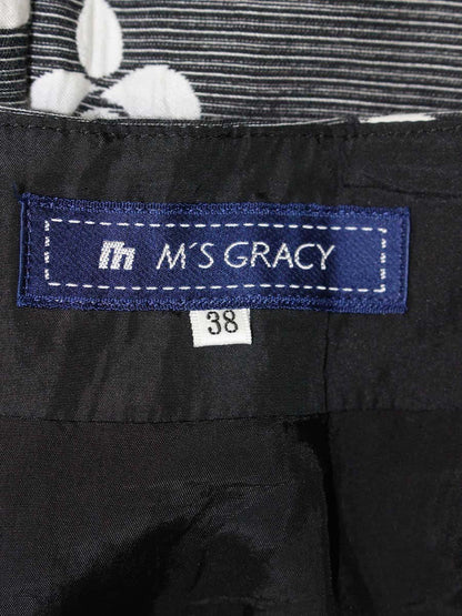 エムズグレイシー 727142 スカート 38 グレー バラモチーフ フレア ITOVRCKYMOCY 【SALE】