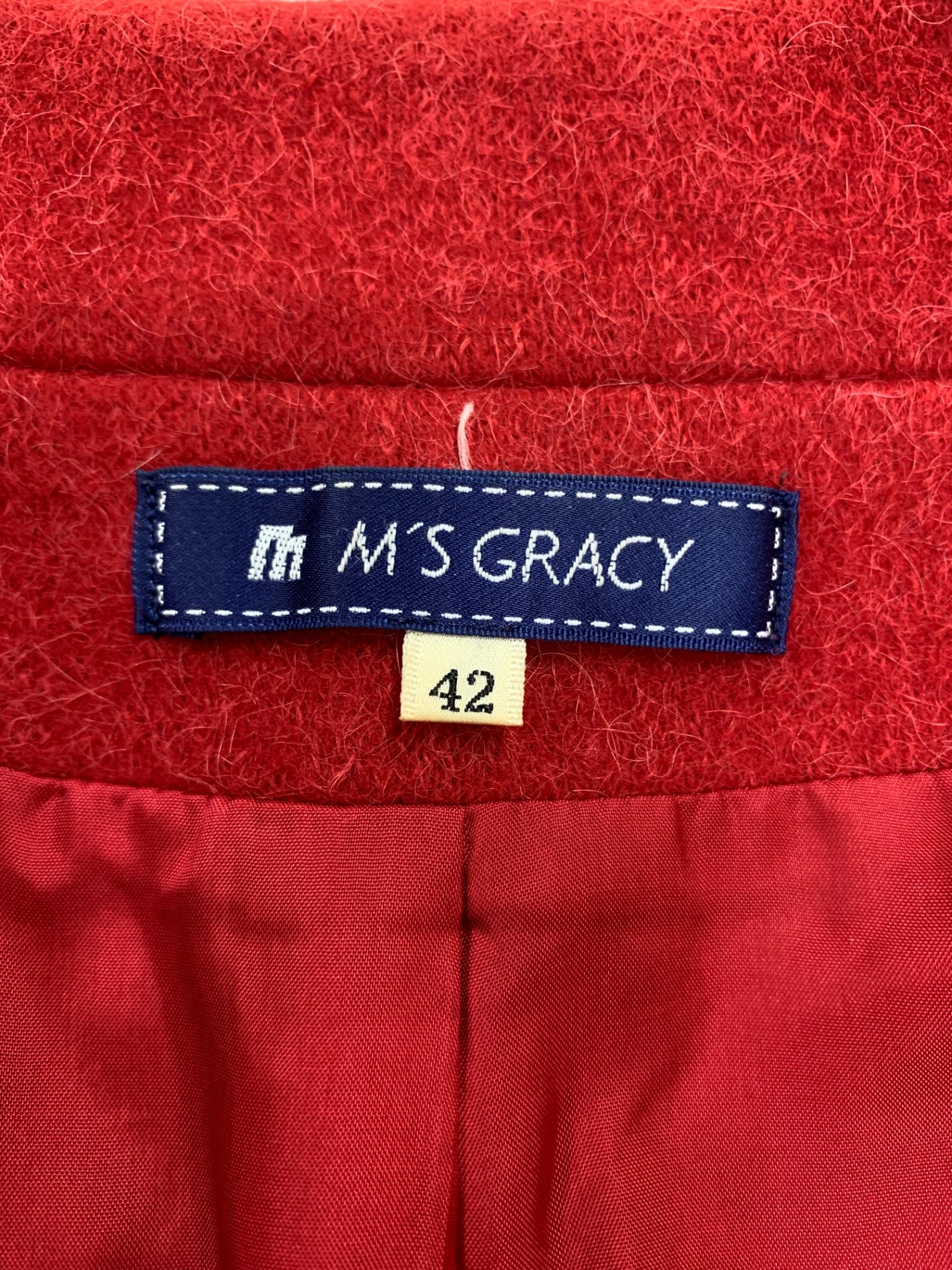 エムズグレイシー 624554 ジャケット 42 レッド アルパカ混 2B ITOPEZ1NCQJ8