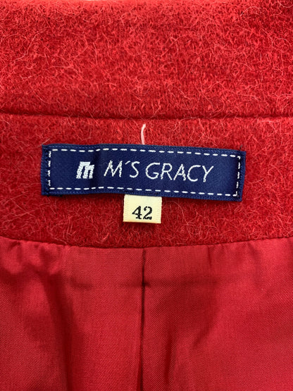 エムズグレイシー 624554 ジャケット 42 レッド アルパカ混 2B ITOPEZ1NCQJ8