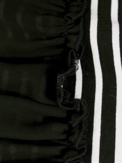 エムズグレイシー 015351 トップス 38 ブラック パール ストライプ リボン ITBXDRQSIZP0