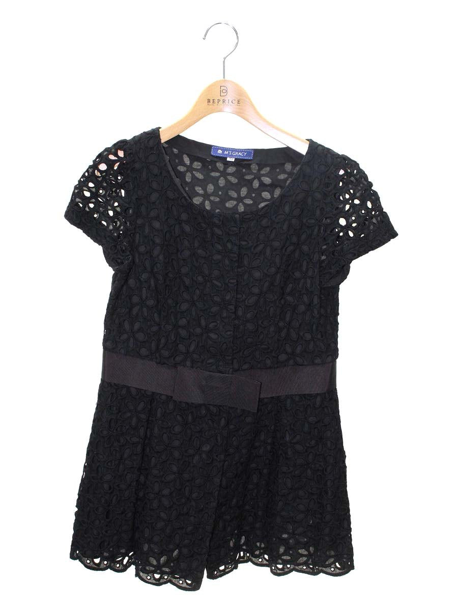 エムズグレイシー 220307 シャツ ブラウス 38 ブラック カットワーク ITZ3ZWF6MWLC