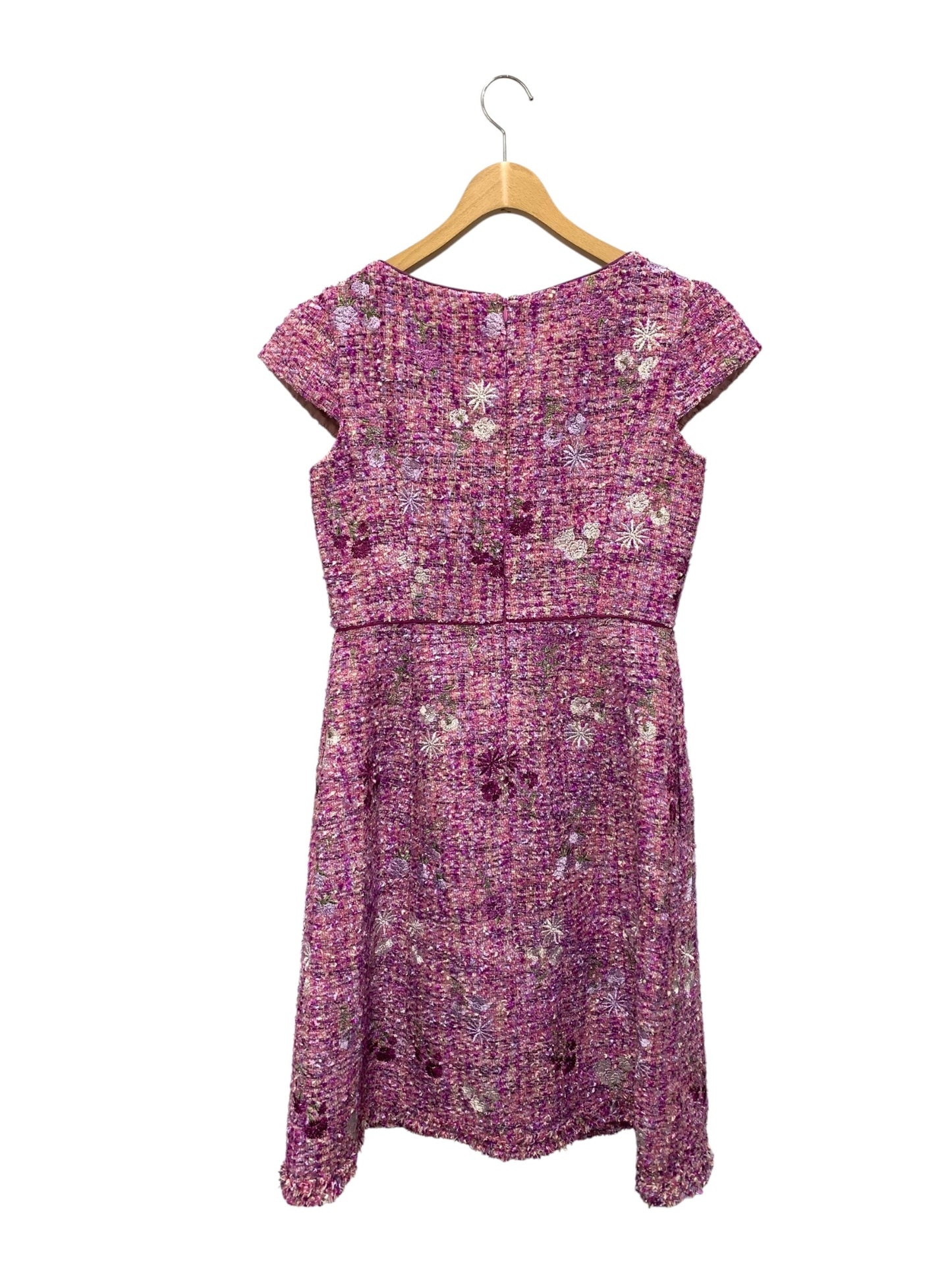 トッカ OPTONX0502 ワンピース 6 パープル ツイード フラワーモチーフ 刺繍 ITX434HN878E