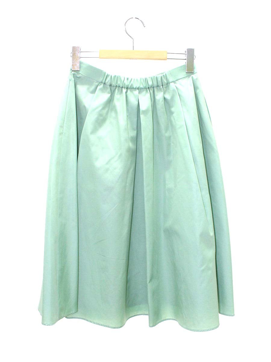 エムズグレイシー 017104  スカート 38 グリーン タック フレア ITNZX51VFIAI 【SALE】