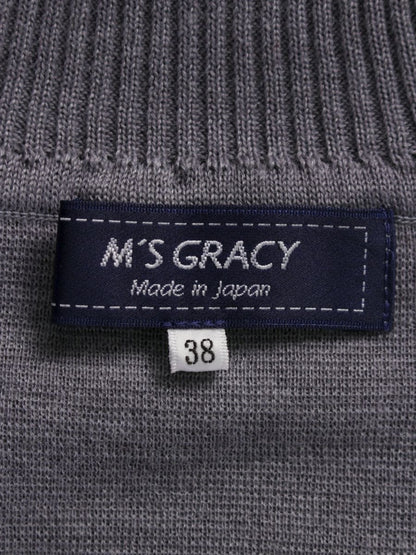 エムズグレイシー 318706 タートルネックニット 38 グレー リボン ベルスリーブ ITFRTYJNOW66