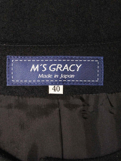 エムズグレイシー 814528 ジャケット 40 ブラック ノーカラー ウール リボン ITXCKTMDNUY4