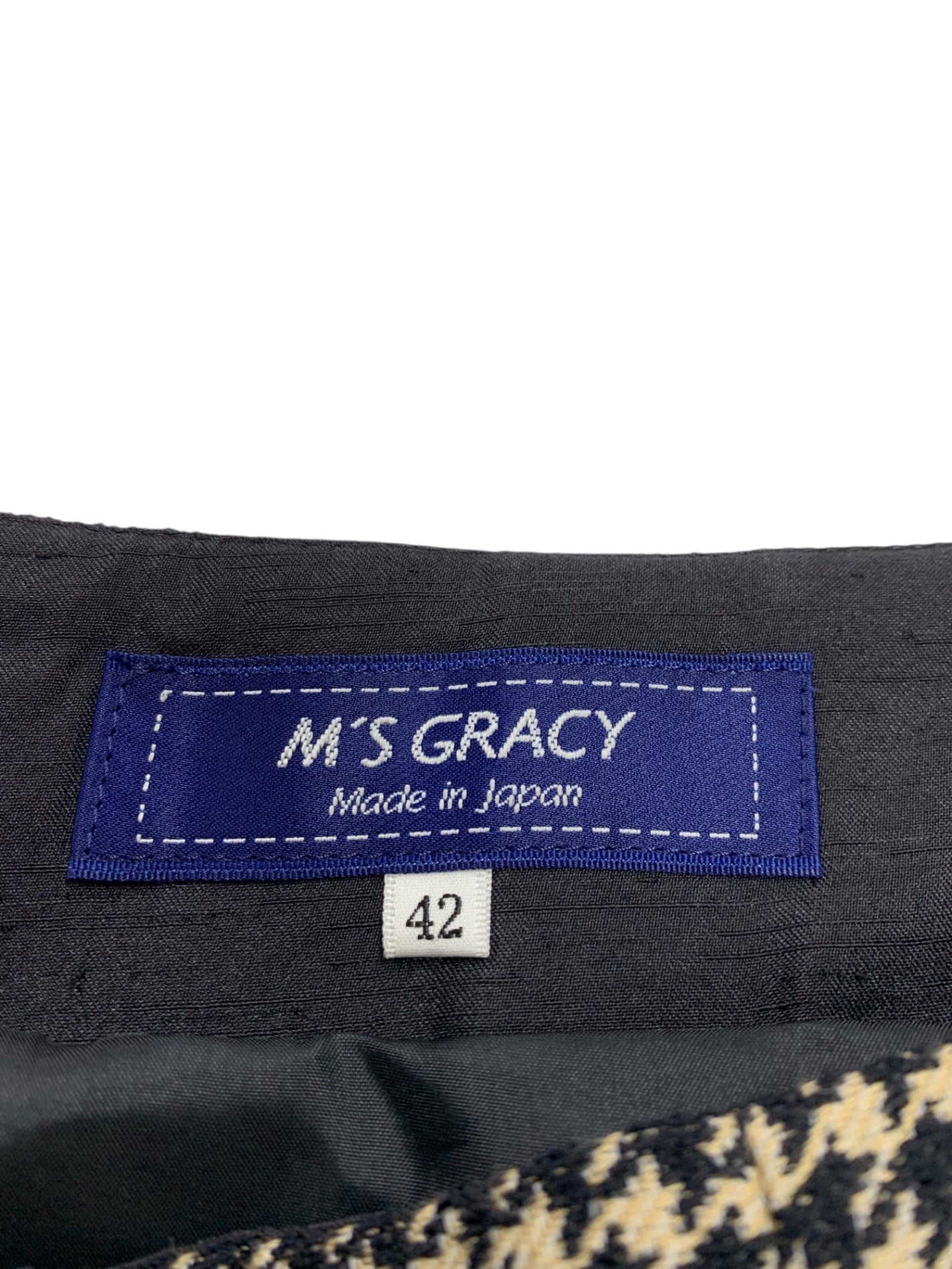 エムズグレイシー  千鳥柄ライン入りタックスカート 317524 42 ブラック ITQLZYTJR5Q8