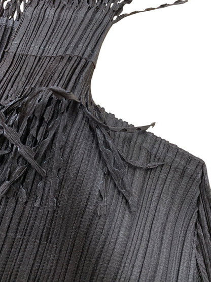 プリーツプリーズイッセイミヤケ PP43-JK742 プルオーバー 3 ブラウン スキッパー フリンジ ITBKUJOZC3W0