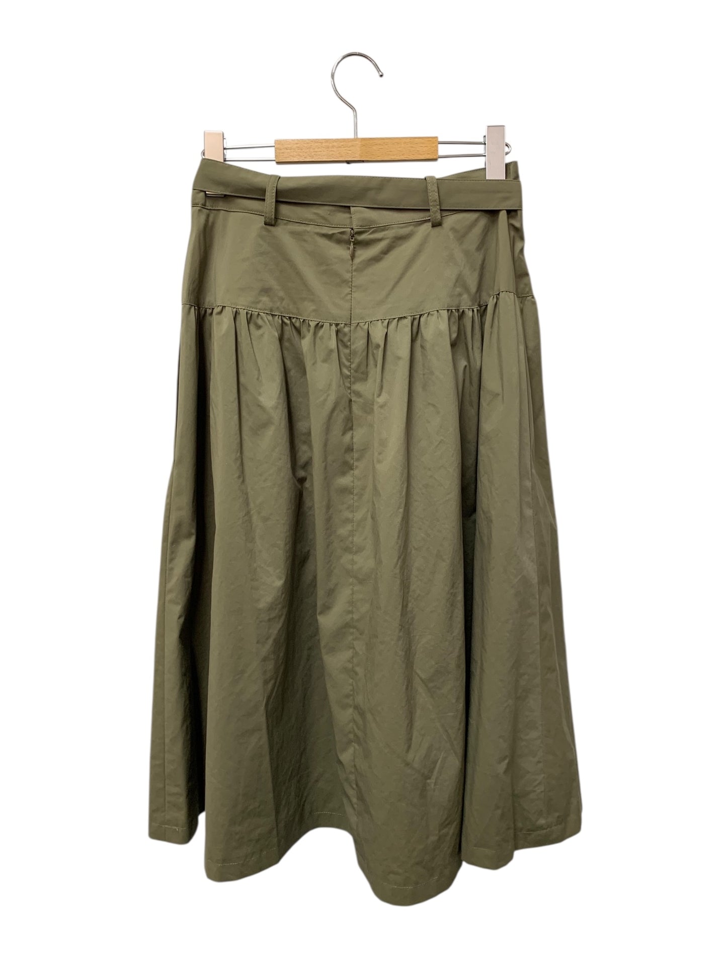 エムズグレイシー 117102 スカート 38 カーキ フレア ベルト付き IT3T1NEDTEG6