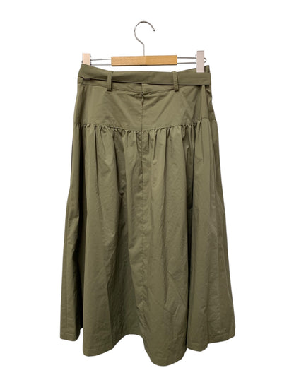 エムズグレイシー 117102 スカート 38 カーキ フレア ベルト付き IT3T1NEDTEG6