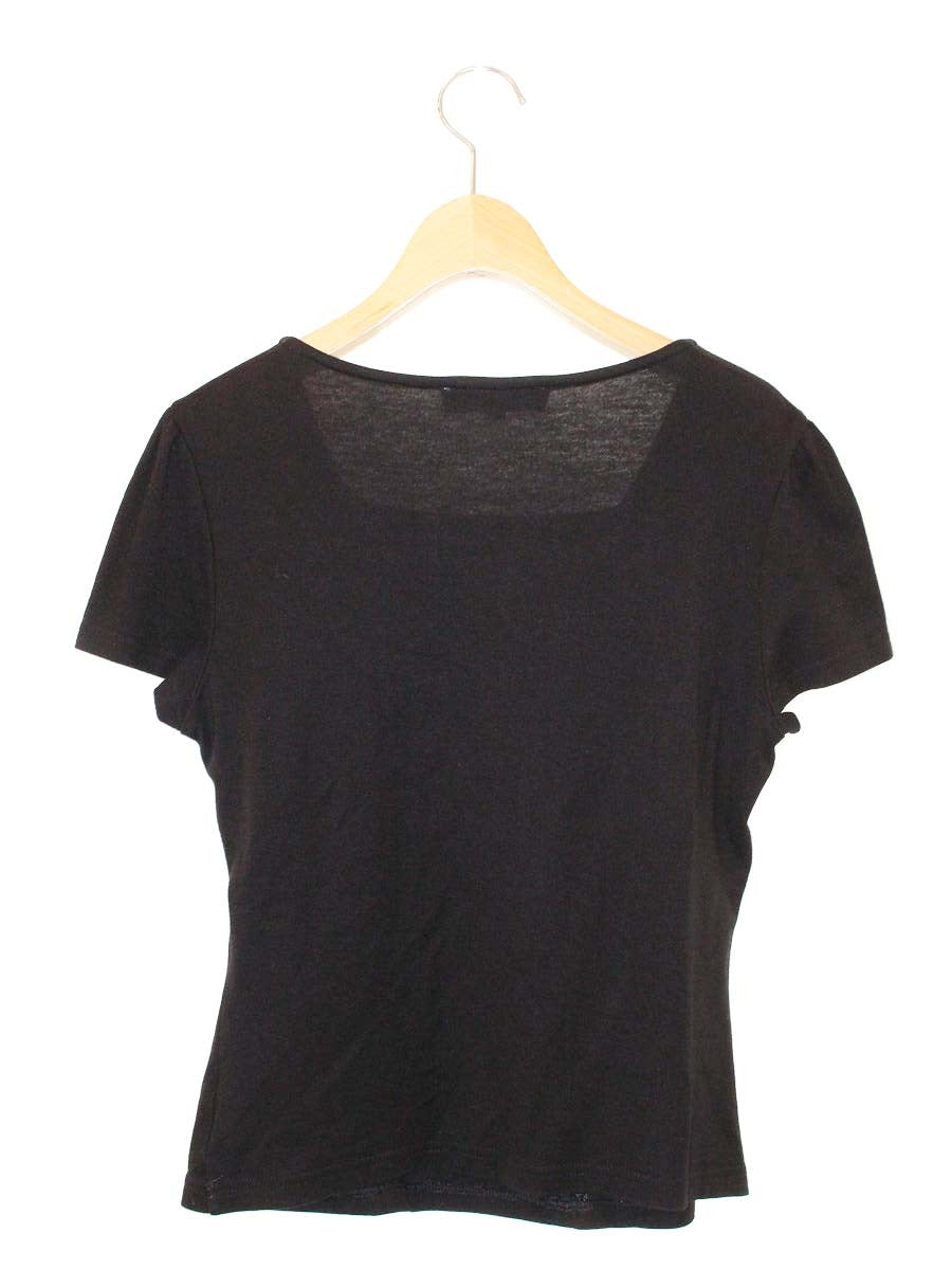 エムズグレイシー 225509 Tシャツ カットソー 40 ブラック リボン ギャザー ITXE57VXPNGO