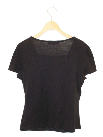 エムズグレイシー 225509 Tシャツ カットソー 40 ブラック リボン ギャザー ITXE57VXPNGO