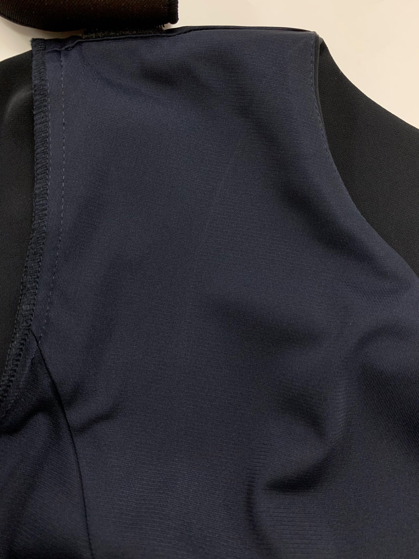 フォクシーニューヨーク クールロワイヤル 29066 ワンピース 42 ネイビー メッシュ  バックジップ Aライン クルーネック ITJYZ4FQZ5NO