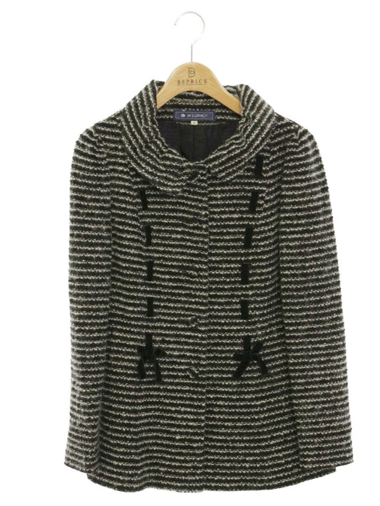 エムズグレイシー 424702 アウター 40 ブラック ラメ ニット リボン ウール IT83Z629Z1Q2